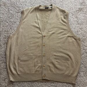 TSE cashmere silk vest tan button front preppy academia grandpa core Large